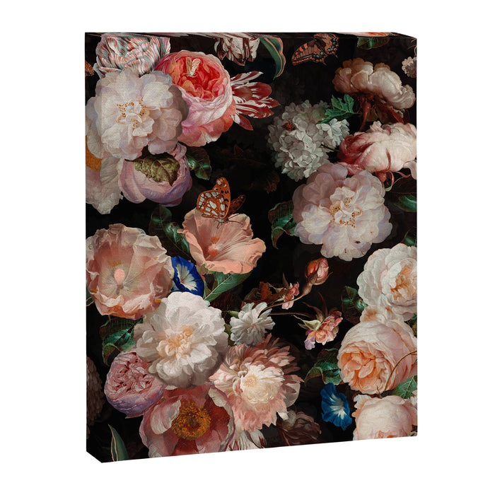 Baroque Flemish Rose Flowers Night Garden Canvas Print Gallery Image 1