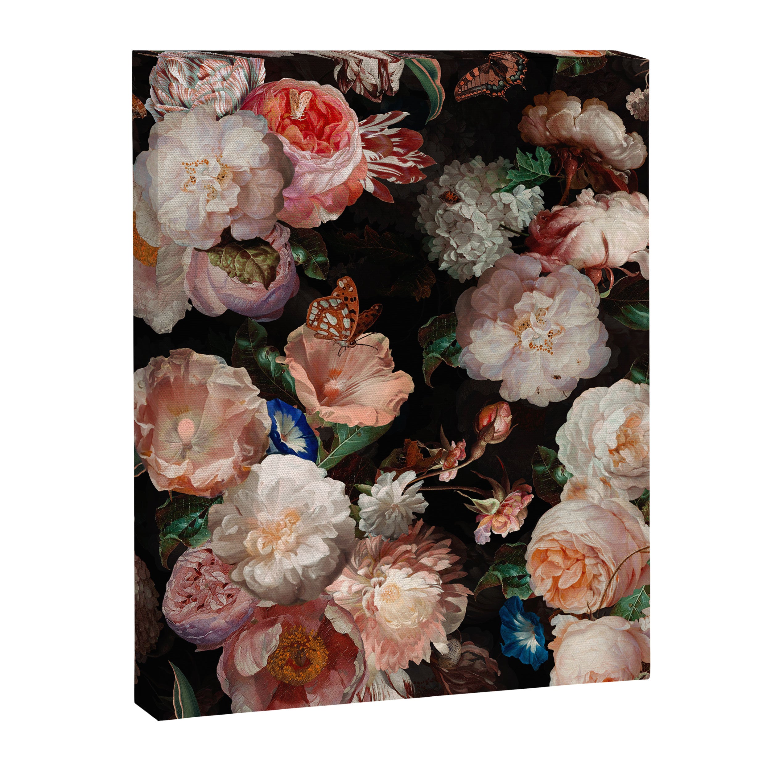 Baroque Flemish Rose Flowers Night Garden Canvas Print Gallery Image 8
