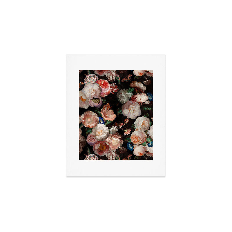 Baroque Flemish Rose Flowers Night Garden Art Print Gallery Image 1