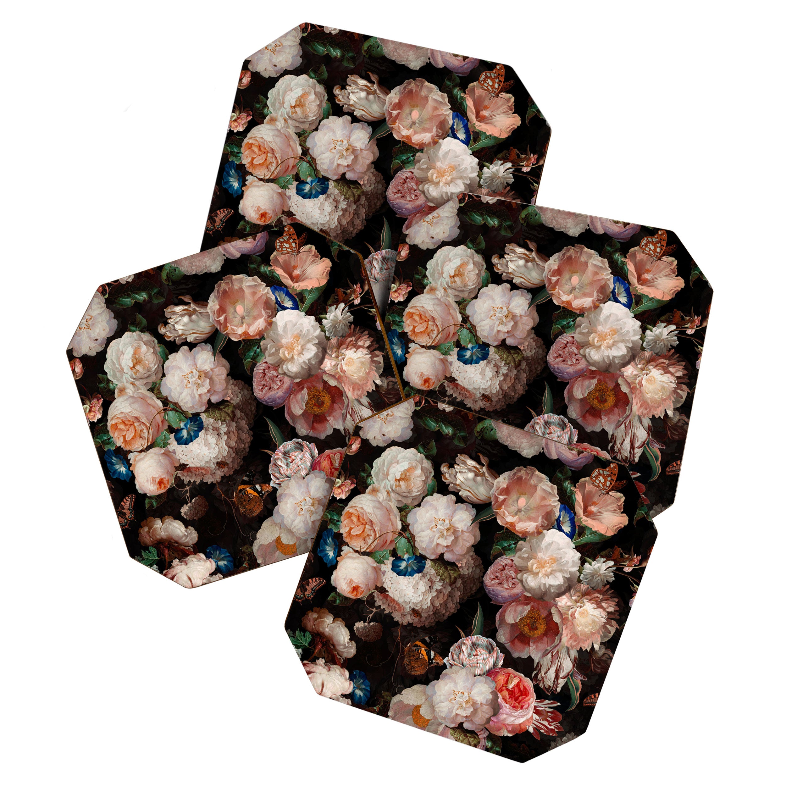 Baroque Flemish Rose Flowers Night Garden Coaster Gallery Image 1