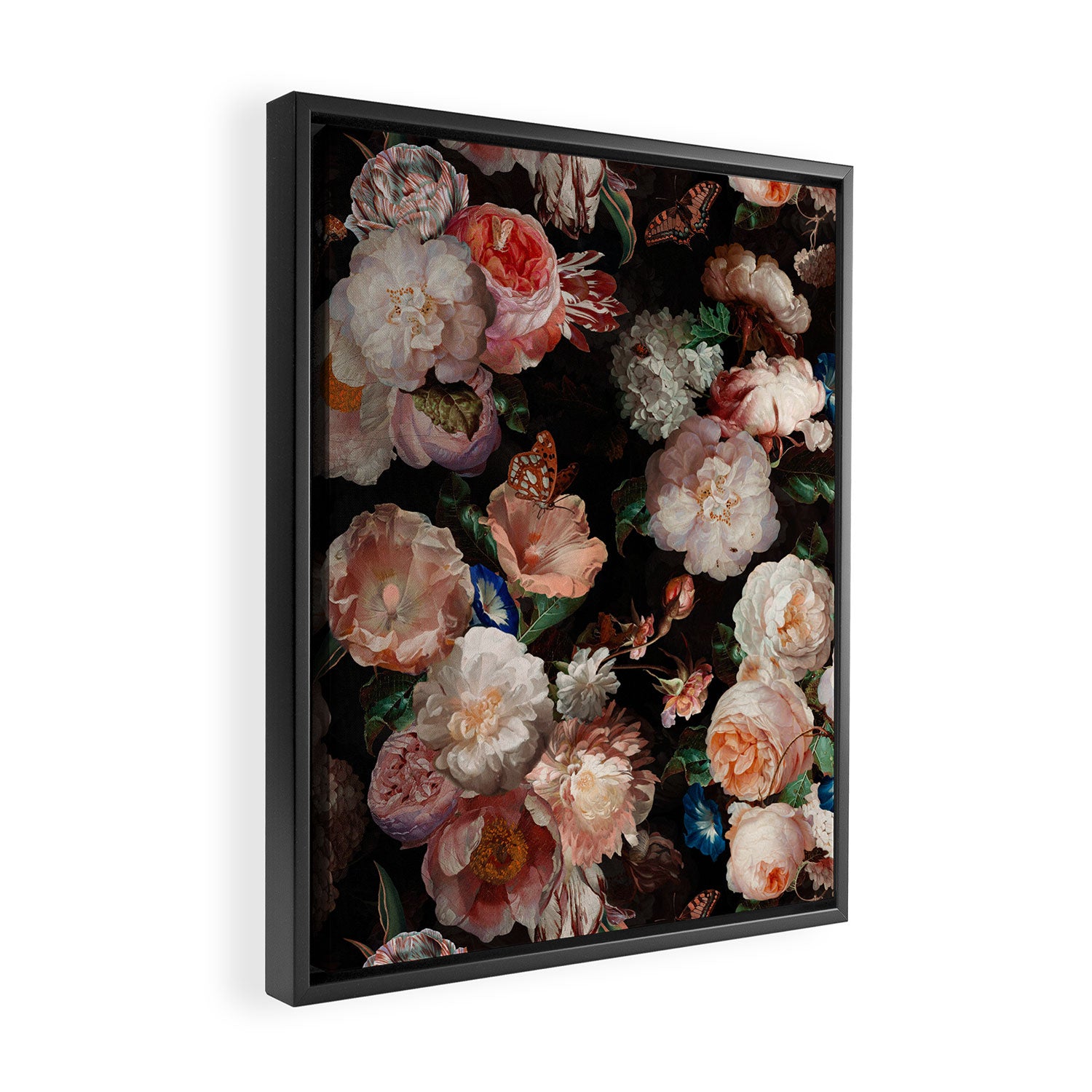 Baroque Flemish Rose Flowers Night Garden Framed Canvas Print Gallery Image 2