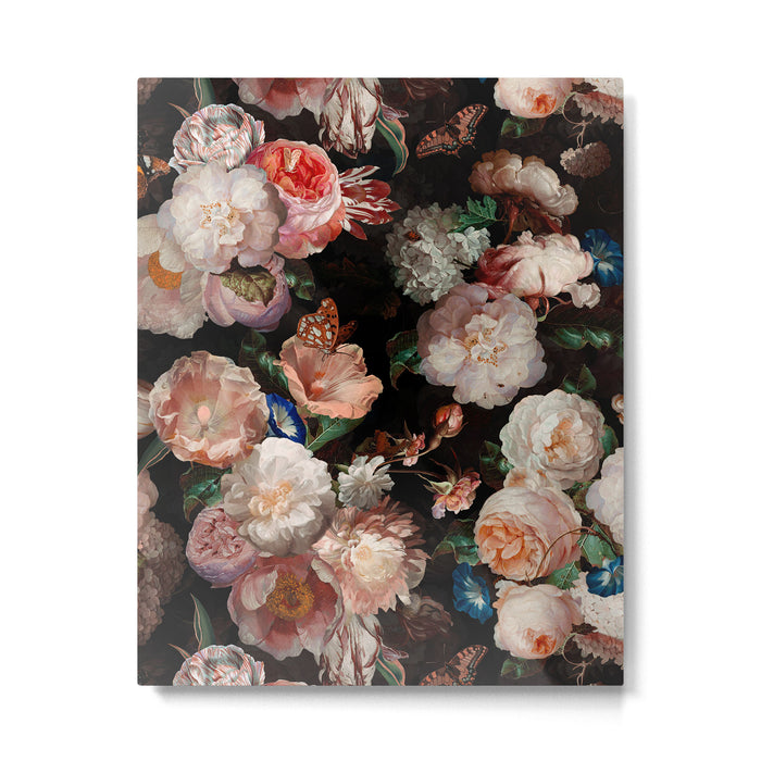 Baroque Flemish Rose Flowers Night Garden Metal Print Gallery Image 1