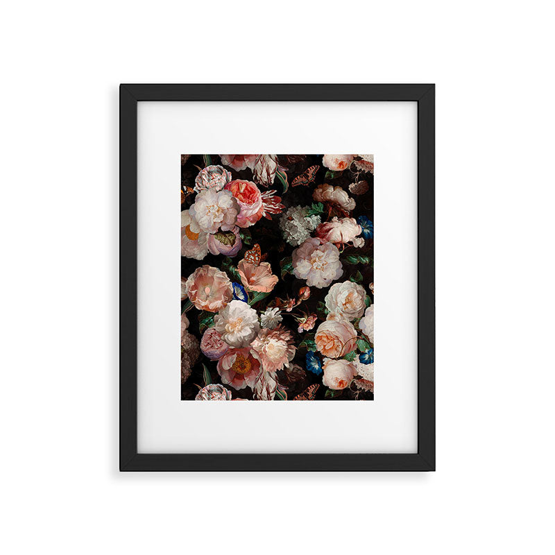 Baroque Flemish Rose Flowers Night Garden Framed Art Print Gallery Image 6