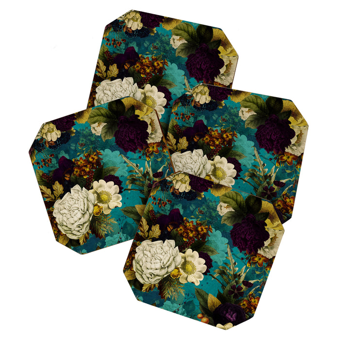 Before Midnight Blue Hour Vintage Fall Flowers Garden Coaster Gallery Image 1
