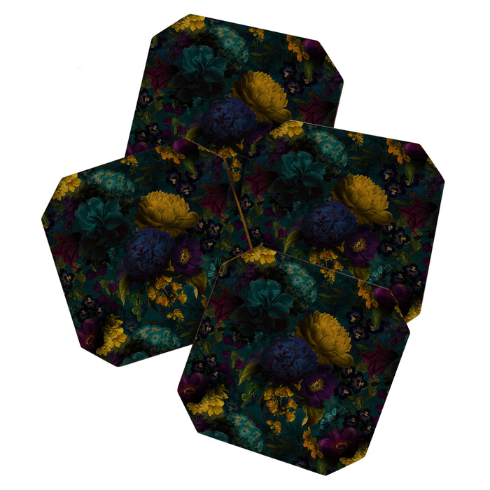 Before Midnight Blue Hour Vintage Flowers Garden Coaster Gallery Image 1