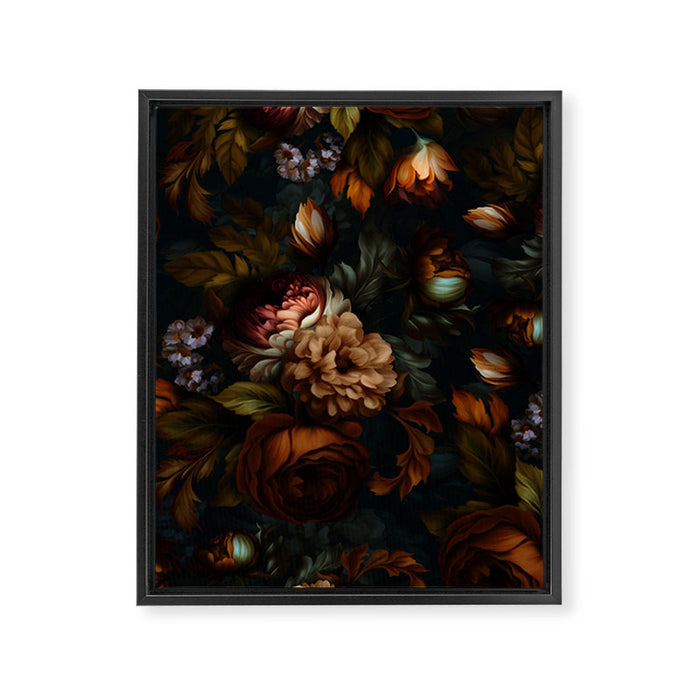 Dark Moody Baroque Midnight Garden Framed Canvas Print Gallery Image 1