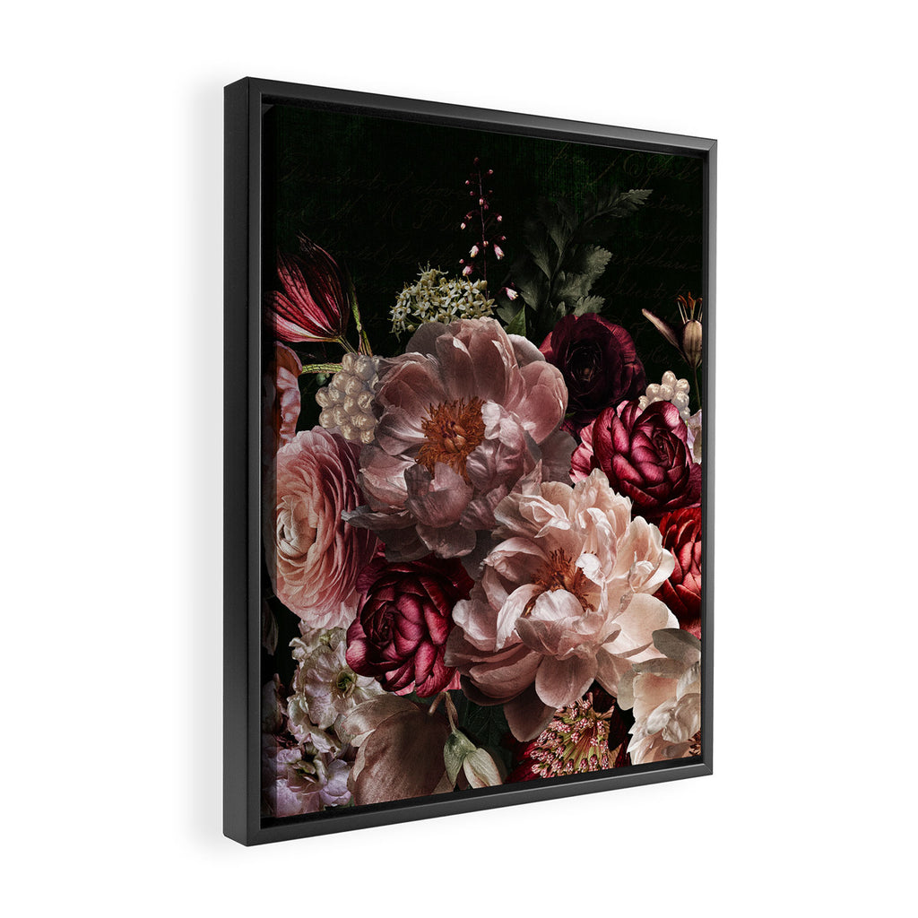 Deepest Night Flower Bouquet  Framed Canvas Print Gallery Image 2