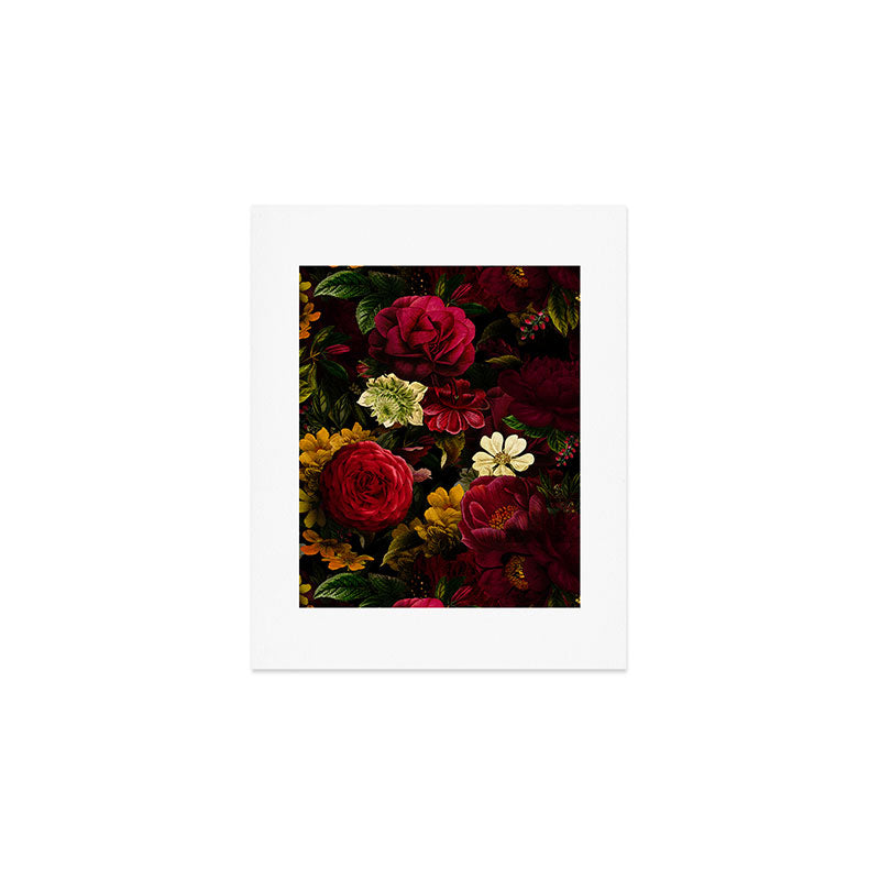 Dutch Midnight Vintage Red Roses Garden Art Print Gallery Image 1