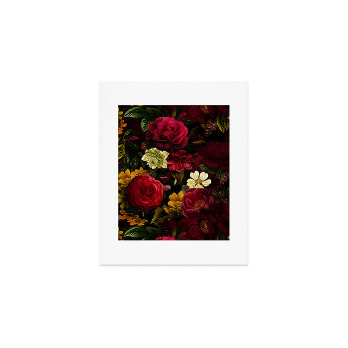 Dutch Midnight Vintage Red Roses Garden Art Print Gallery Image 1