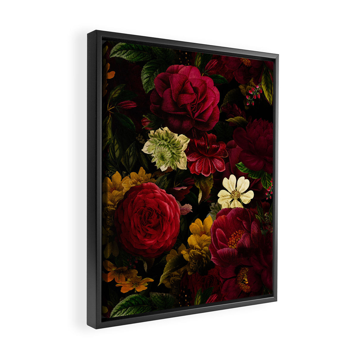 Dutch Midnight Vintage Red Roses Garden Framed Canvas Print Gallery Image 2