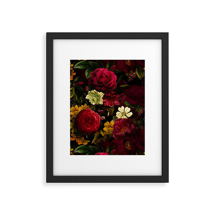 Dutch Midnight Vintage Red Roses Garden Framed Art Print Gallery Image 1