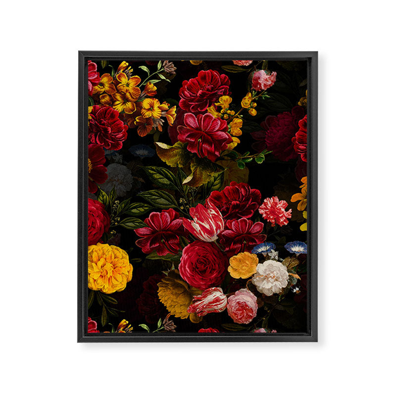 Dutch Vintage Midnight Flower Garden Framed Canvas Print Gallery Image 8