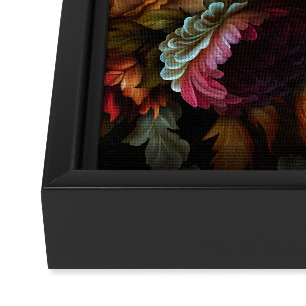 Enchanting Lush Baroque Midnight Flower Garden Framed Canvas Print Gallery Image 3