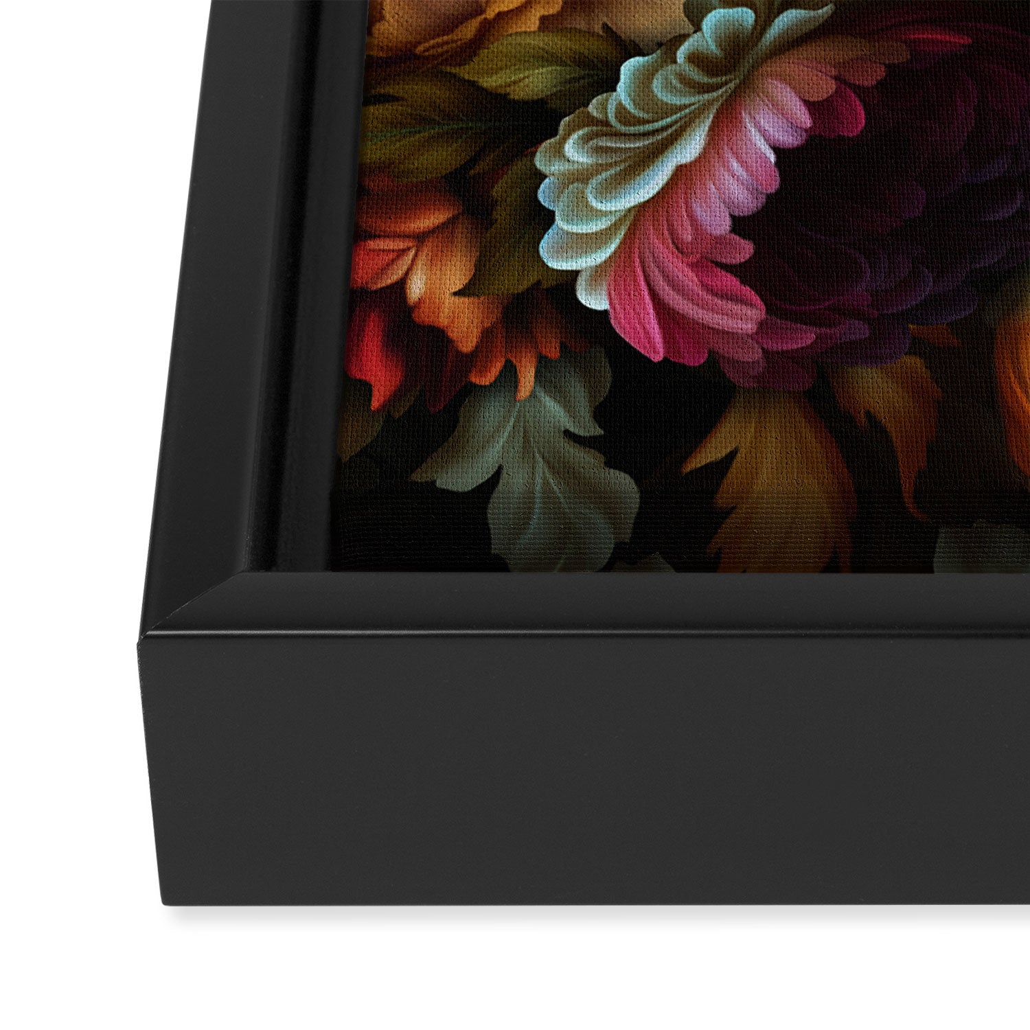 Enchanting Lush Baroque Midnight Flower Garden Framed Canvas Print Gallery Image 3