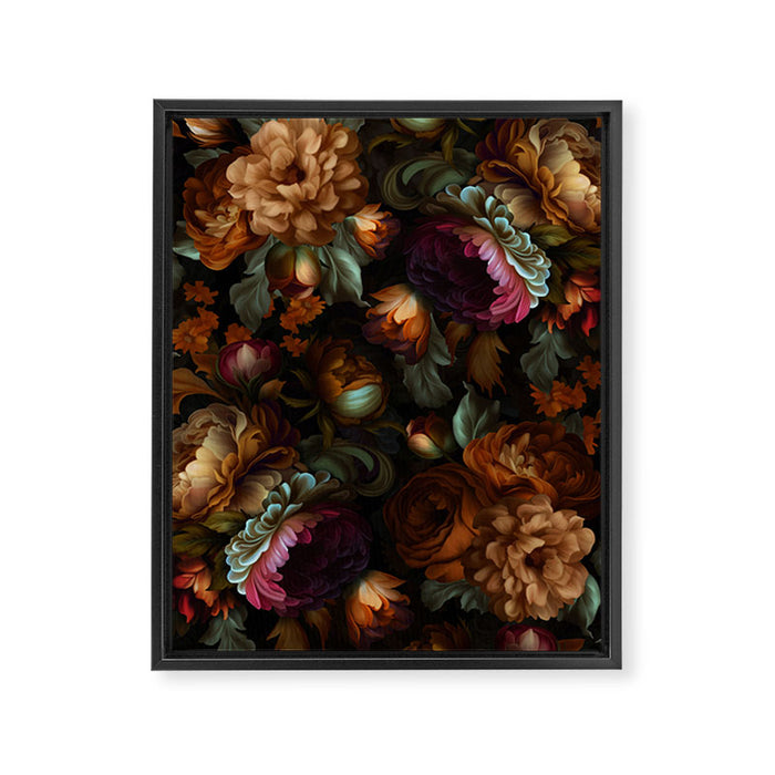 Enchanting Lush Baroque Midnight Flower Garden Framed Canvas Print Gallery Image 1