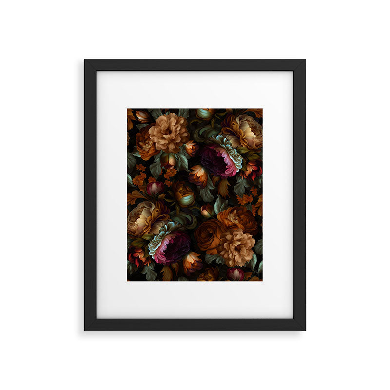 Enchanting Lush Baroque Midnight Flower Garden Framed Art Print Gallery Image 6