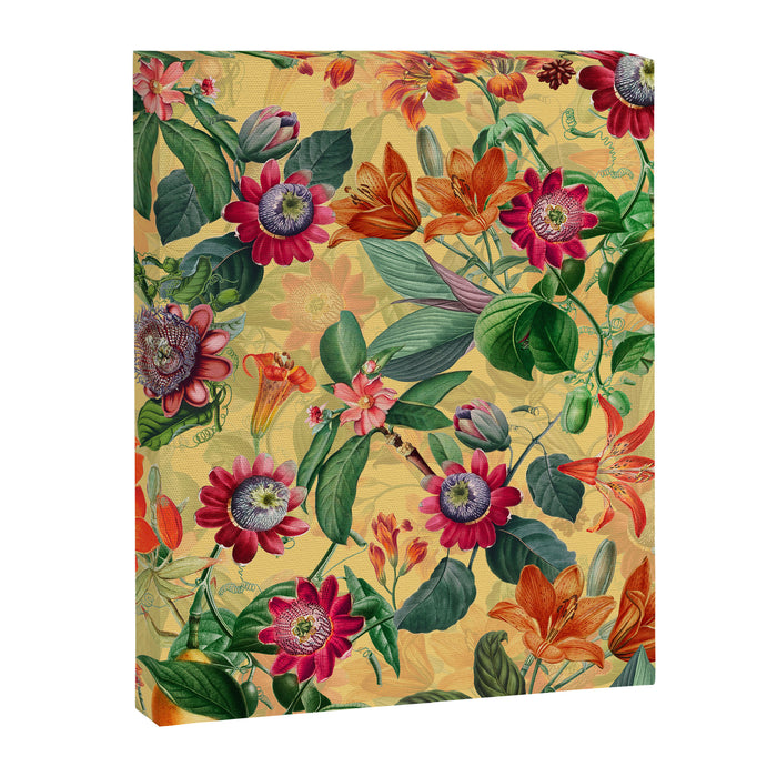 Exotic Sunny Vintage Passionflower Garden Canvas Print Gallery Image 1