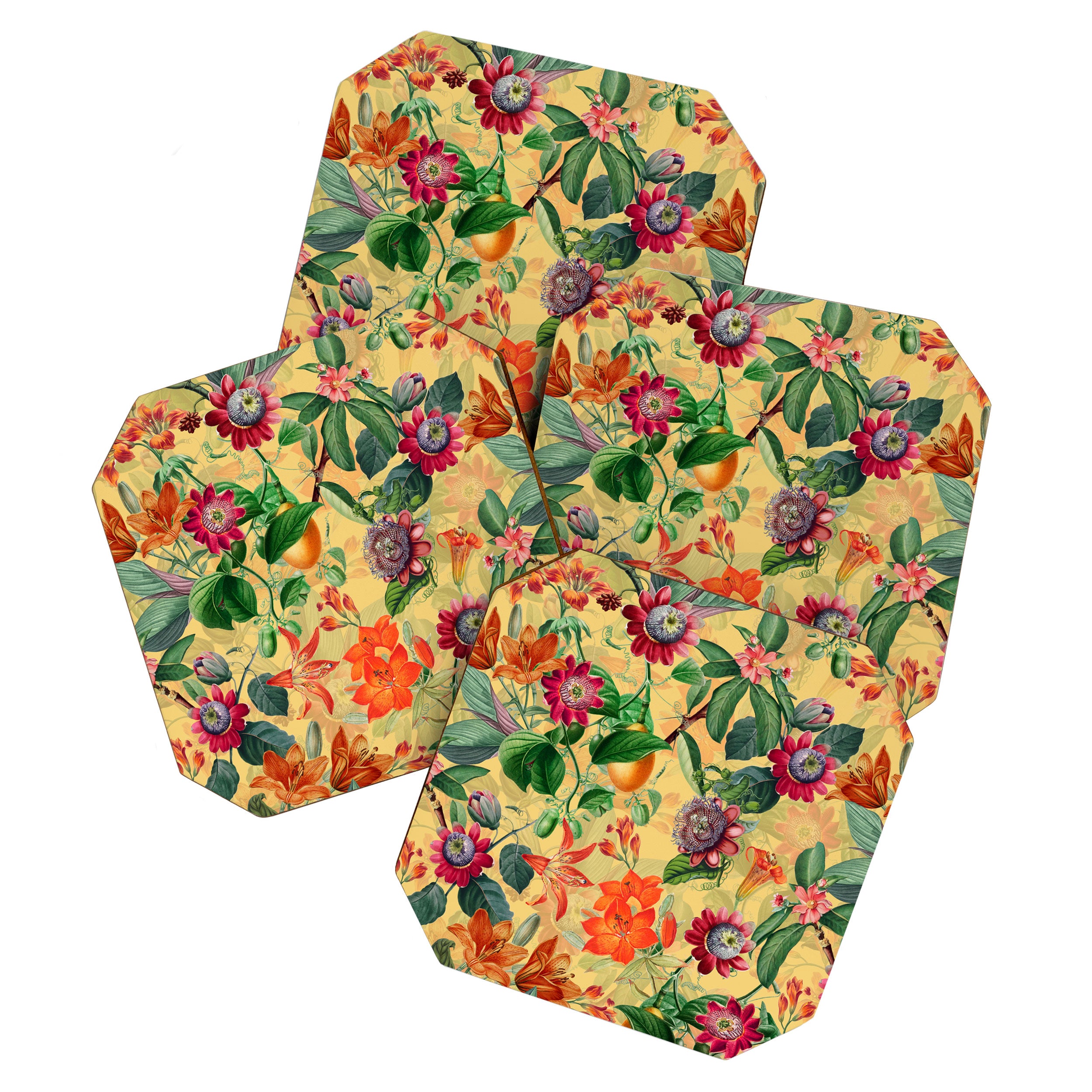 Exotic Sunny Vintage Passionflower Garden Coaster Gallery Image 1