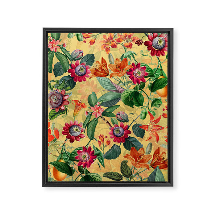Exotic Sunny Vintage Passionflower Garden Framed Canvas Print Gallery Image 1