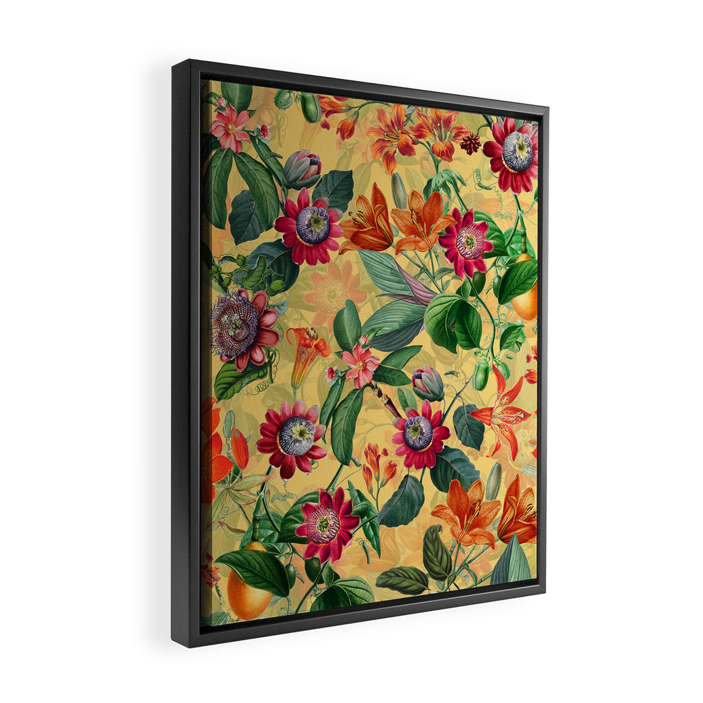 Exotic Sunny Vintage Passionflower Garden Framed Canvas Print Gallery Image 2