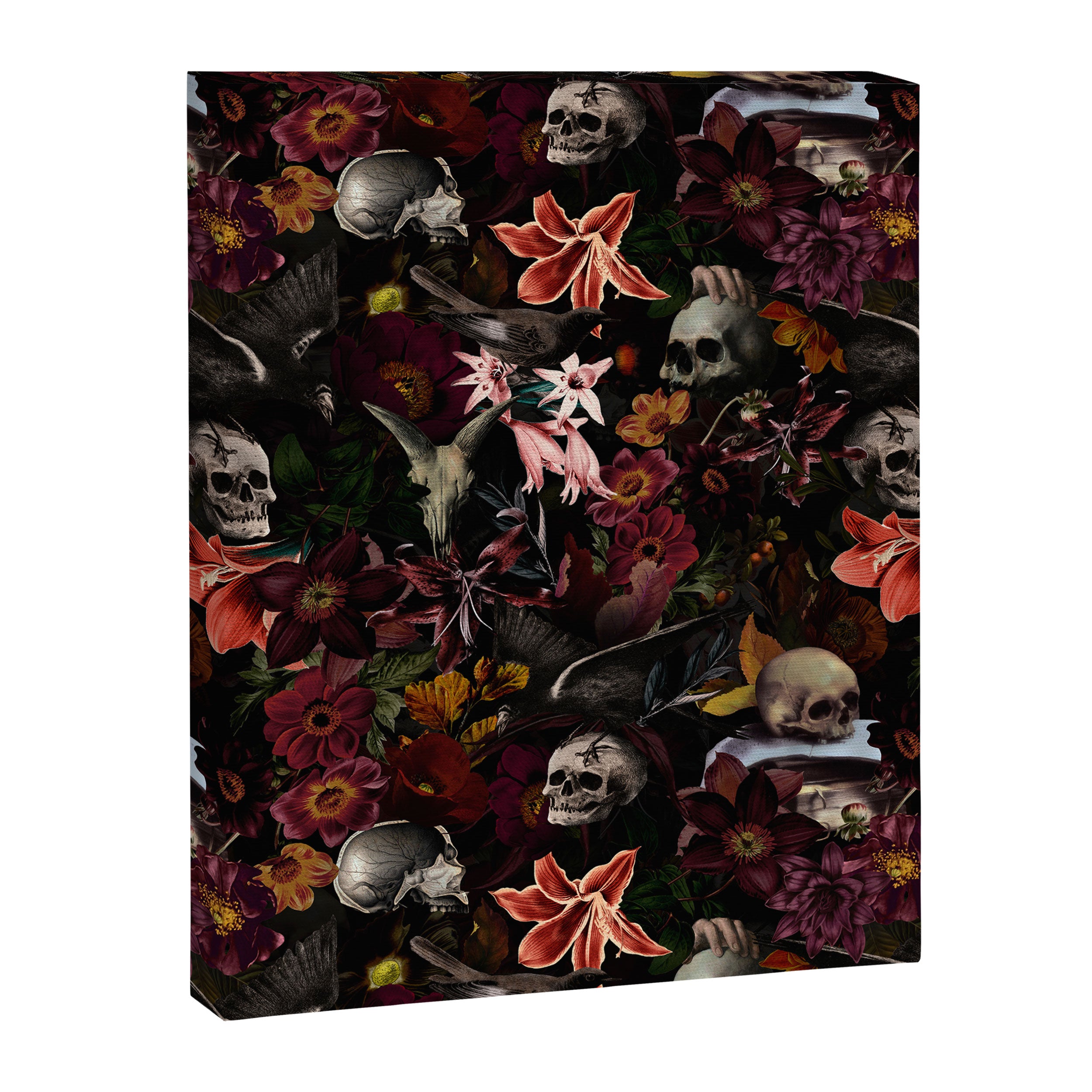 Gothic Night Skulls Flower Botanical Midnight Garden Canvas Print Gallery Image 8