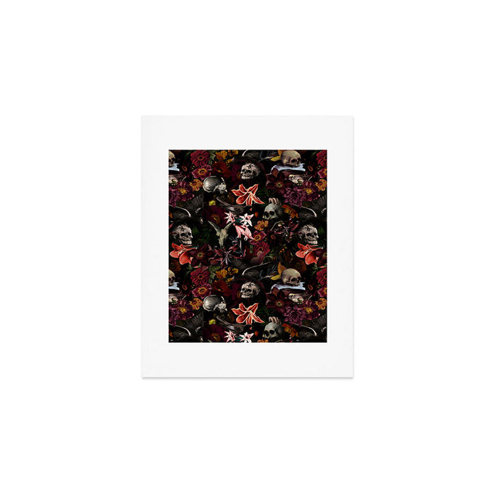 Gothic Night Skulls Flower Botanical Midnight Garden Art Print Gallery Image 1