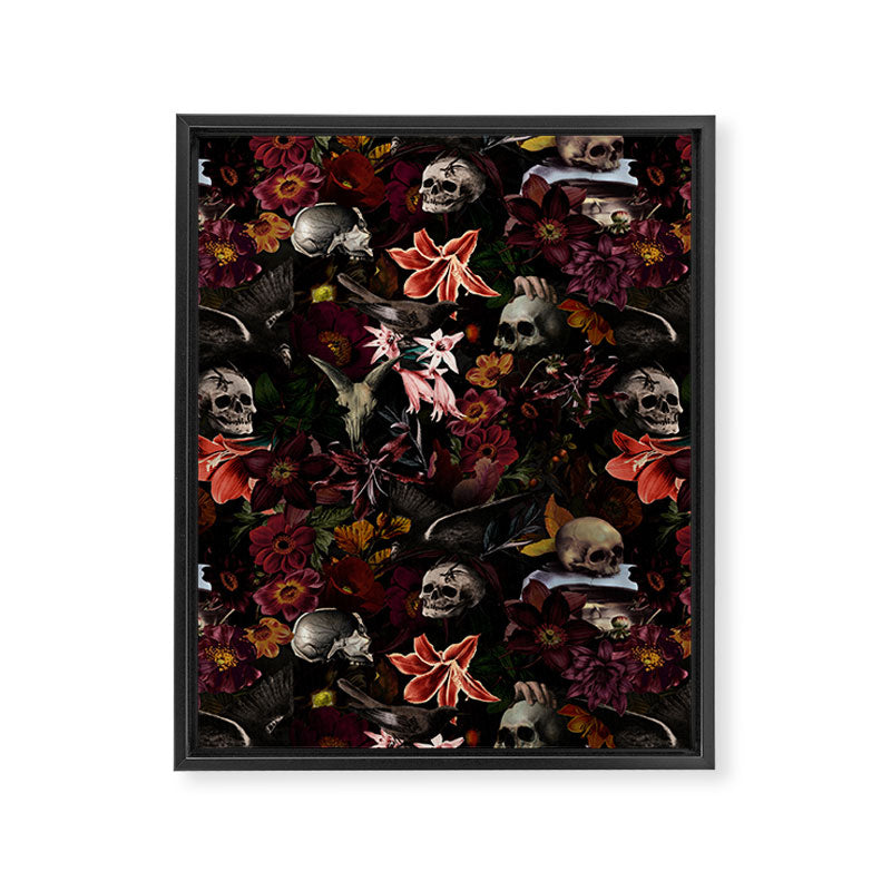 Gothic Night Skulls Flower Botanical Midnight Garden Framed Canvas Print Gallery Image 8