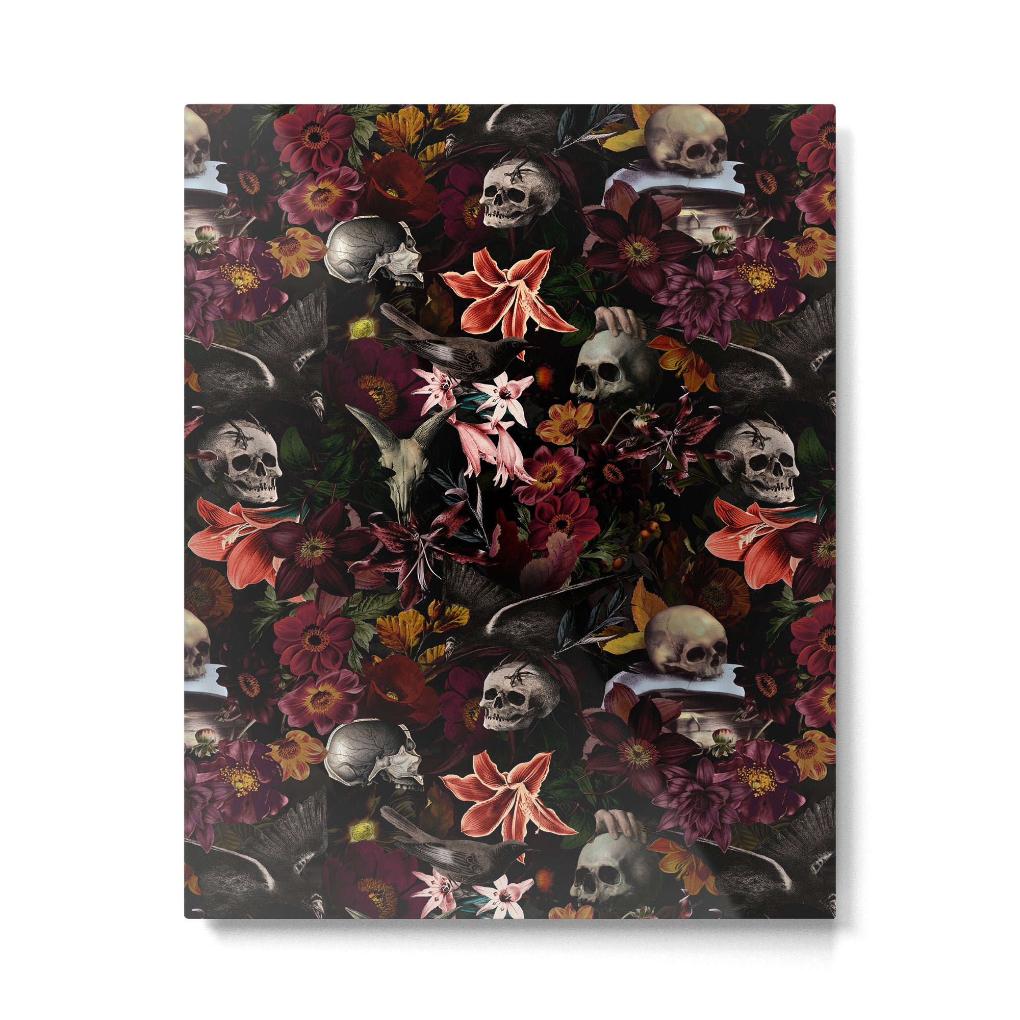 Gothic Night Skulls Flower Botanical Midnight Garden Metal Print Gallery Image 6