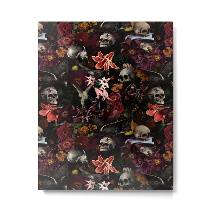 Gothic Night Skulls Flower Botanical Midnight Garden Metal Print Gallery Image 1