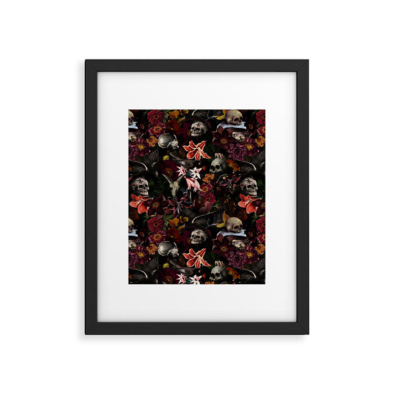 Gothic Night Skulls Flower Botanical Midnight Garden Framed Art Print Gallery Image 6