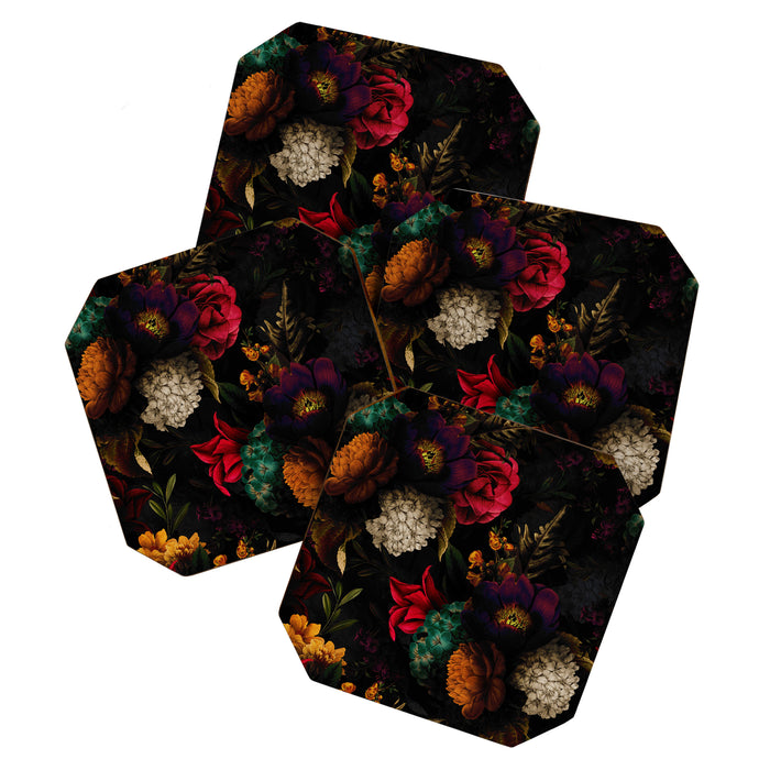 Midnight Hours Dark Vintage Flowers Garden Coaster Gallery Image 1