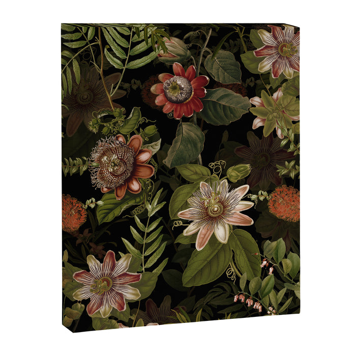 Midnight Summer Sepia Exotic Passiflora Flowers Garden Canvas Print Gallery Image 1