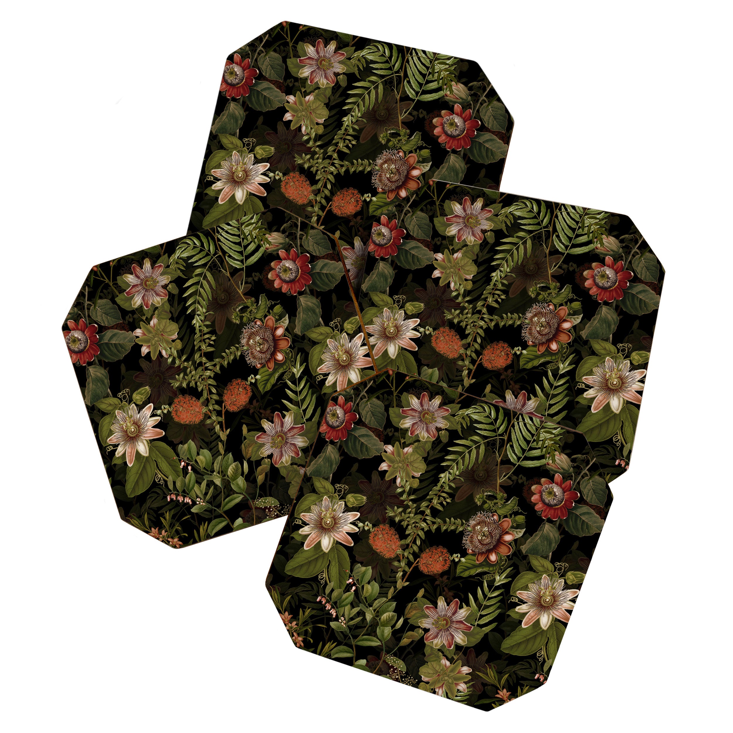 Midnight Summer Sepia Exotic Passiflora Flowers Garden Coaster Gallery Image 1