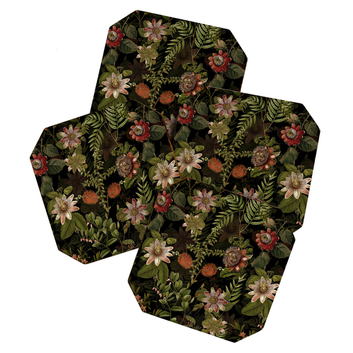 Midnight Summer Sepia Exotic Passiflora Flowers Garden Coaster Gallery Image 1