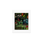 Midnight Vintage Exotic Flower And Birds Garden Jungle Art Print Gallery Image 1