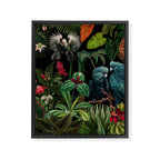 Midnight Vintage Exotic Flower And Birds Garden Jungle Framed Canvas Print Gallery Image 8