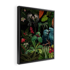 Midnight Vintage Exotic Flower And Birds Garden Jungle Framed Canvas Print Gallery Image 2
