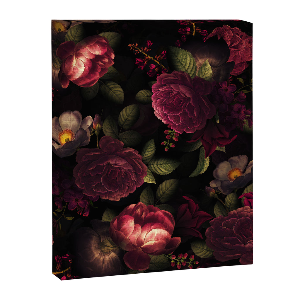 Midnight Vintage Shiny Botanical Rose Garden Canvas Print Gallery Image 8