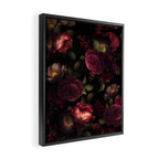 Midnight Vintage Shiny Botanical Rose Garden Framed Canvas Print Gallery Image 2