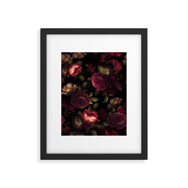 Midnight Vintage Shiny Botanical Rose Garden Framed Art Print Gallery Image 6