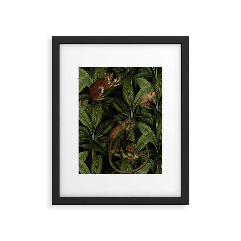 Monkey Vintage Botanical Night Jungle Garden Framed Art Print Gallery Image 6