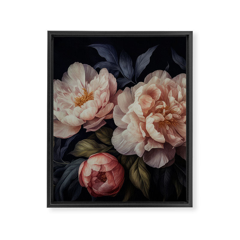 Moody Vintage Dark Baroque Florals  Framed Canvas Print Gallery Image 6