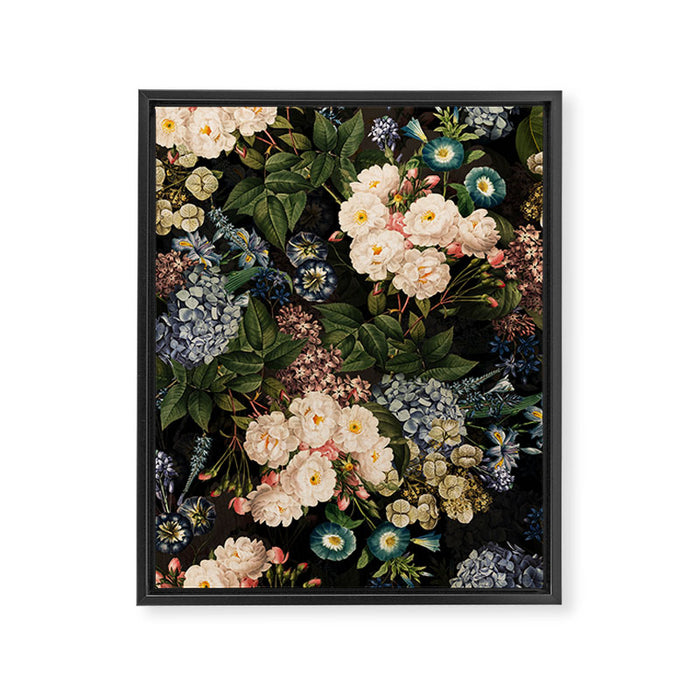 Mystic Vintage Midnight Rose Garden Framed Canvas Print Gallery Image 1