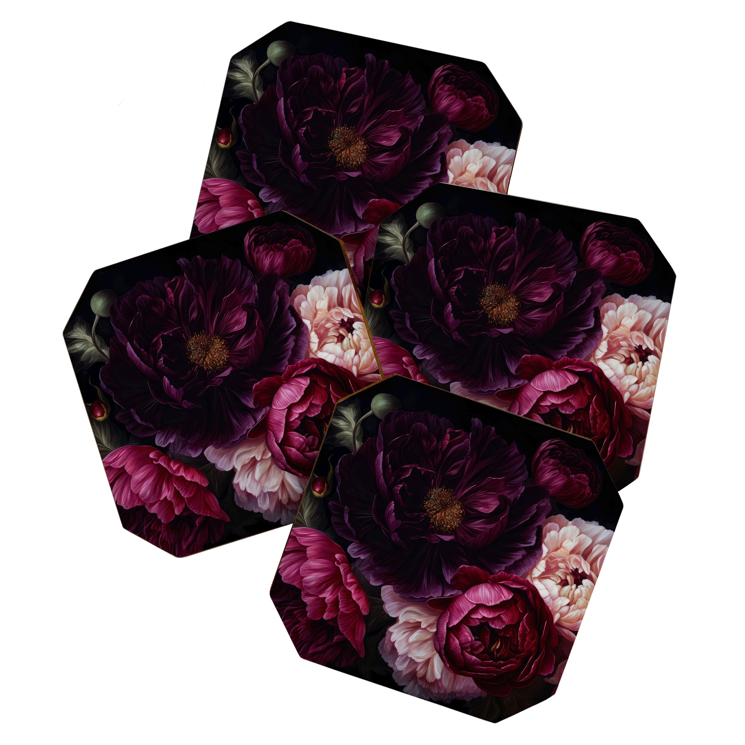Nostalgic Lush Baroque Night Flowers Coaster Gallery Image 1