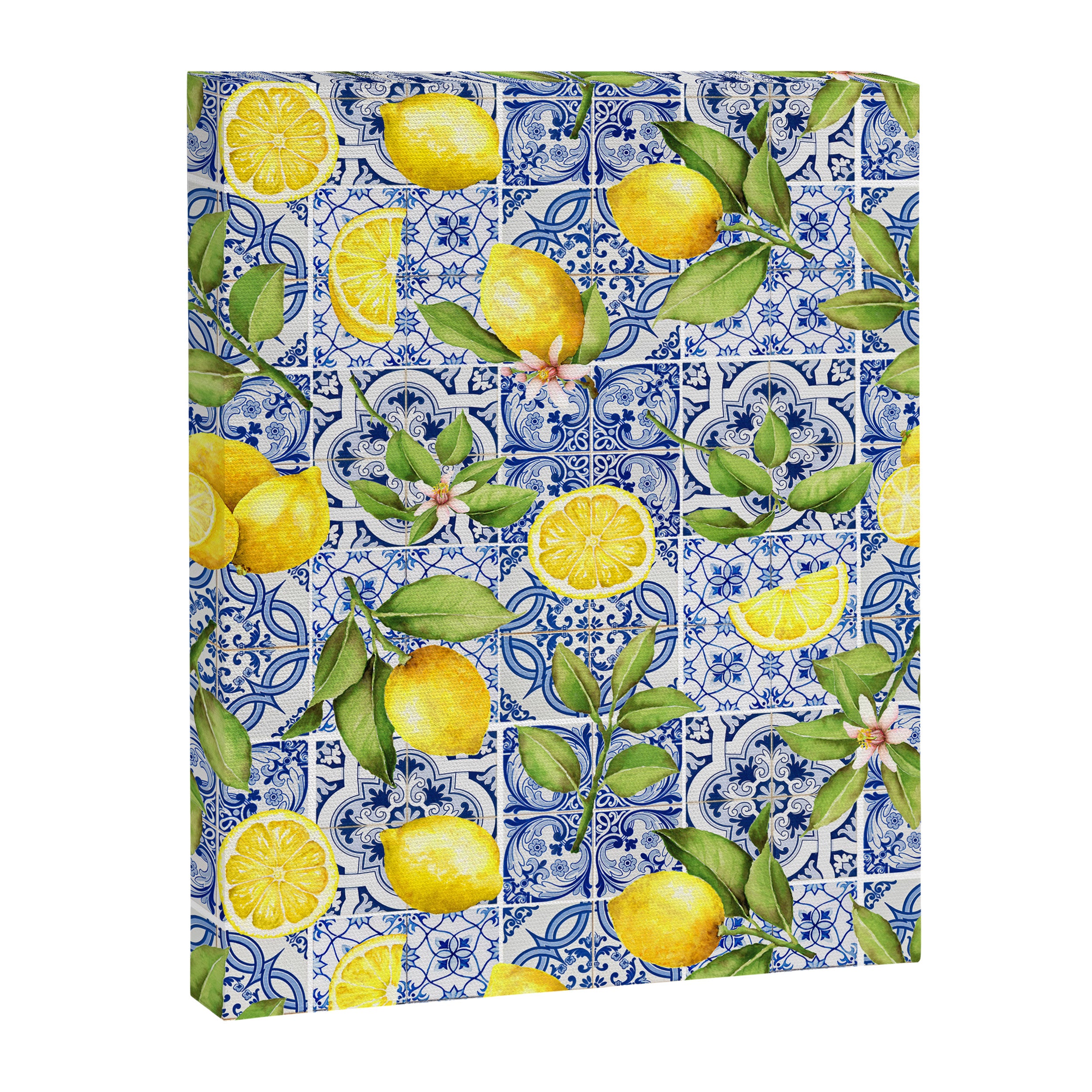Portuguese Vintage Summer  Blue Tiles And Lemons Canvas Print Gallery Image 8
