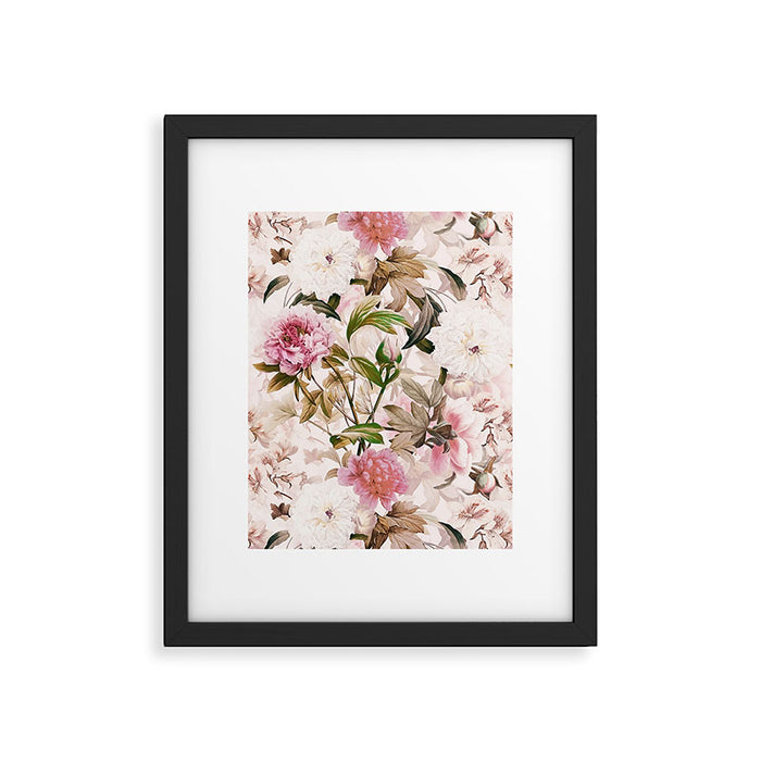 Vintage And Shabby Chic- Pink  Summer Peonies Antique Botanical Flower Garden Framed Art Print Gallery Image 1