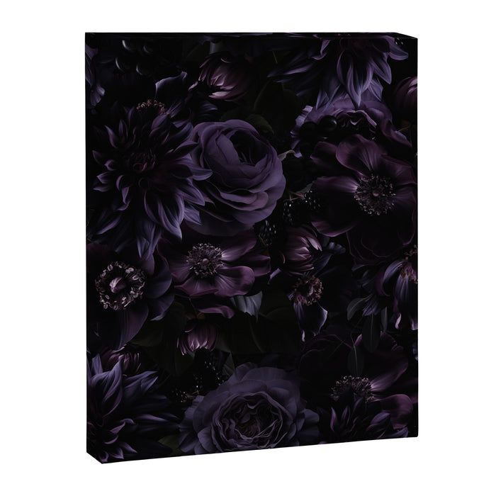 Vintage Black Dramatic Glamour Autumn Romanticism: Maximalism Moody Florals - Grand Millennial Midnight purple Roses Black Bouquets and Nostalgic Gothic Mystic Flowers Canvas Print Gallery Image 1