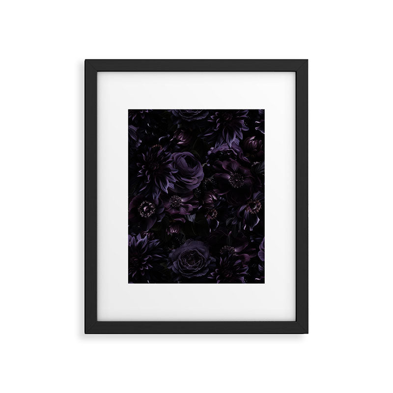 Vintage Black Dramatic Glamour Autumn Romanticism: Maximalism Moody Florals - Grand Millennial Midnight purple Roses Black Bouquets and Nostalgic Gothic Mystic Flowers Framed Art Print Gallery Image 6