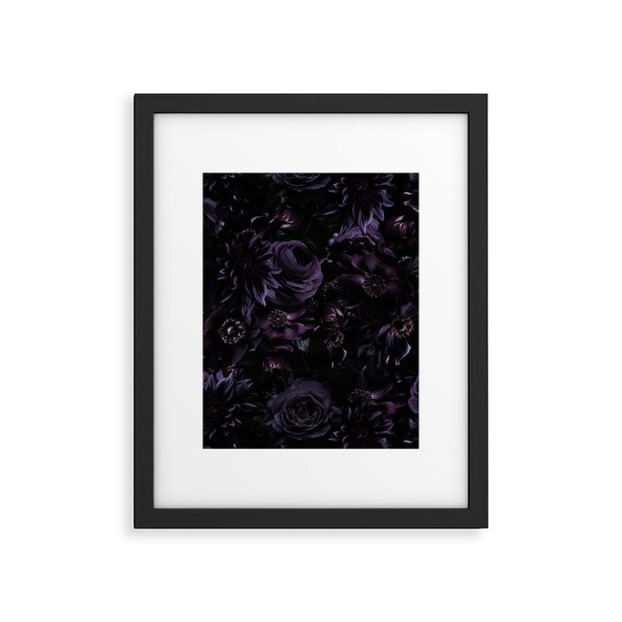 Vintage Black Dramatic Glamour Autumn Romanticism: Maximalism Moody Florals - Grand Millennial Midnight purple Roses Black Bouquets and Nostalgic Gothic Mystic Flowers Framed Art Print Gallery Image 1