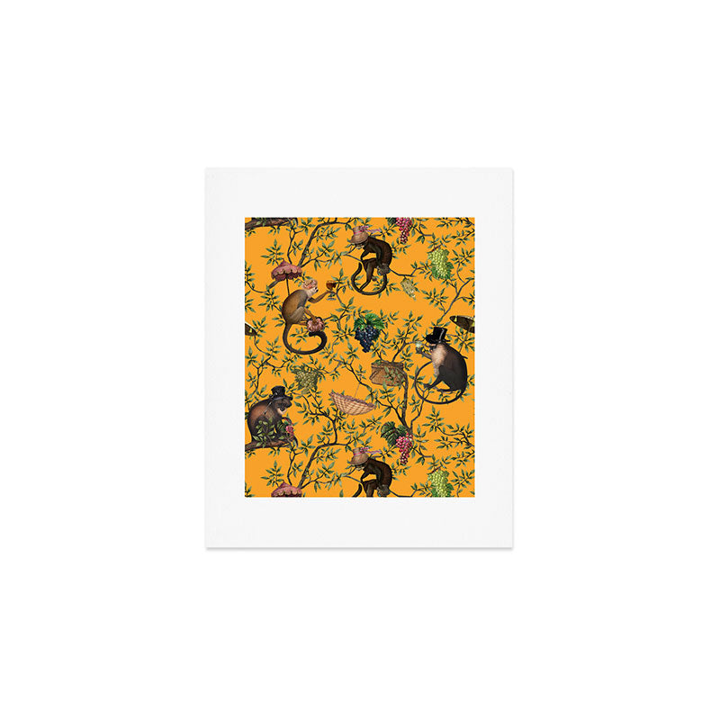 Vintage Chinoiserie Monkey Garden Party Art Print Gallery Image 1